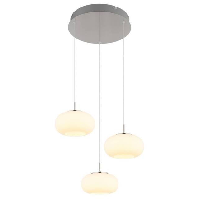 Netlighting Quintara Cluster Pendant Nickel Matt Opal Glass Shade 3x LED 3000K in Grey - image 1
