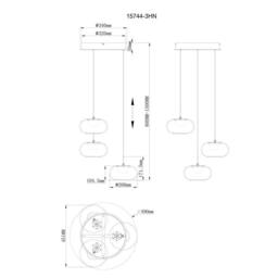 Netlighting Quintara Cluster Pendant Nickel Matt Opal Glass Shade 3x LED 3000K in Grey - thumbnail 5