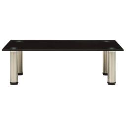 Berkfield Home TV Stand Black 60x35x17 cm Tempered Glass - Size: 60 x 35 x 17 cm - thumbnail 1