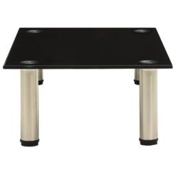 Berkfield Home TV Stand Black 60x35x17 cm Tempered Glass - Size: 60 x 35 x 17 cm - thumbnail 3