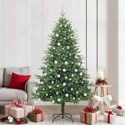 Berkfield Home Artificial Pre-lit Christmas Tree with Ball Set Green 210 cm