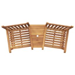 Berkfield Home Outdoor Chairs with Shelf Geometric with Storage Brown Solid teak wood - thumbnail 6
