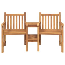 Berkfield Home Outdoor Chairs with Shelf Geometric with Storage Brown Solid teak wood - thumbnail 5
