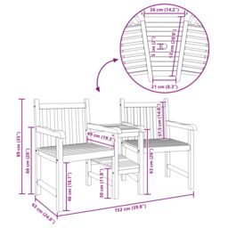 Berkfield Home Outdoor Chairs with Shelf Geometric with Storage Brown Solid teak wood - thumbnail 8