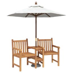 Berkfield Home Outdoor Chairs with Shelf Geometric with Storage Brown Solid teak wood - thumbnail 3