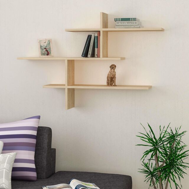 Decortie Leo' Modern Floating Shelf Wall Mounted 123cm Width in Natural - Size: 1 Pack - image 1