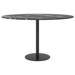 Berkfield Home Table Top Black ?70x0.8 cm Tempered Glass with Marble Design - Size: 70x0.8 cm - thumbnail 3