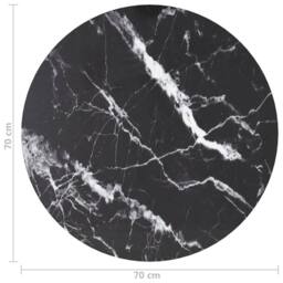 Berkfield Home Table Top Black ?70x0.8 cm Tempered Glass with Marble Design - Size: 70x0.8 cm - thumbnail 4