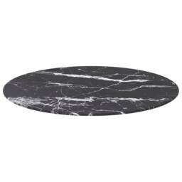 Berkfield Home Table Top Black ?70x0.8 cm Tempered Glass with Marble Design - Size: 70x0.8 cm - thumbnail 2