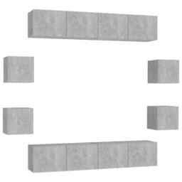Berkfield Home 8 Piece TV Cabinet Set Concrete Grey Engineered Wood - thumbnail 2