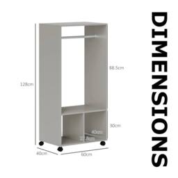 Pirlo Plush Open Wardrobe Clothes Rail With Storage Shelves on Wheels Grey - thumbnail 9