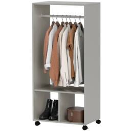 Pirlo Plush Open Wardrobe Clothes Rail With Storage Shelves on Wheels Grey - thumbnail 7