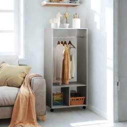 Pirlo Plush Open Wardrobe Clothes Rail With Storage Shelves on Wheels Grey - thumbnail 6