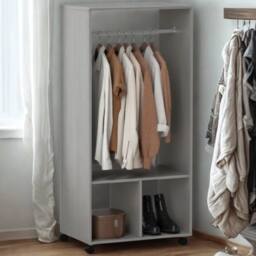 Pirlo Plush Open Wardrobe Clothes Rail With Storage Shelves on Wheels Grey - thumbnail 5