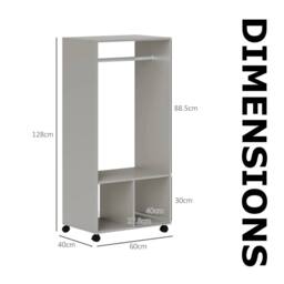 Pirlo Plush Open Wardrobe Clothes Rail With Storage Shelves on Wheels Grey - thumbnail 8