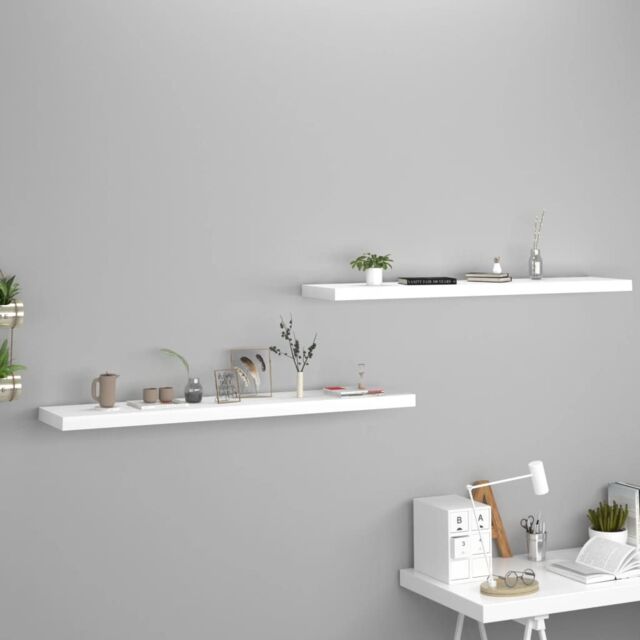 Berkfield Home Floating Wall Shelves 2 pcs White 120x23.5x3.8 cm MDF - image 1