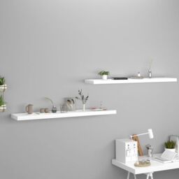Berkfield Home Floating Wall Shelves 2 pcs White 120x23.5x3.8 cm MDF - thumbnail 1