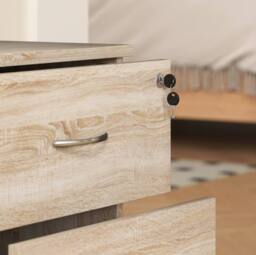 STILVORA Two-Drawer Filing Cabinet with Wheels & Brakes in Light Oak - thumbnail 9