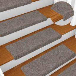 Berkfield Home Stair Mats 15 pcs Needle Punch 65x21x4 cm Cream in Taupe - Size: Medium - thumbnail 1