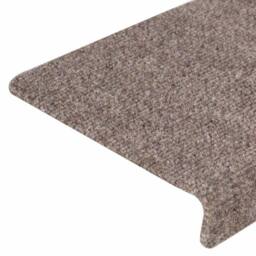 Berkfield Home Stair Mats 15 pcs Needle Punch 65x21x4 cm Cream in Taupe - Size: Medium - thumbnail 6