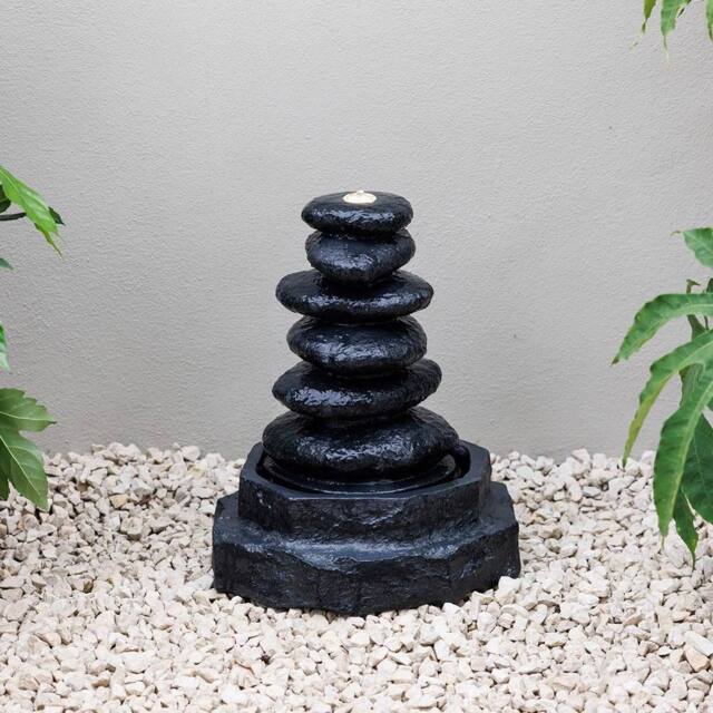 Primrose Till Pebble Stack Rock Tower Water Feature in Black - image 1