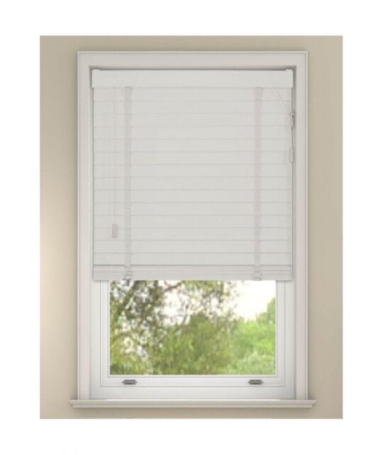 New Edge Blinds White Faux Wood Venetian Blinds with Tapes 120cm Drop - Size: 85 cm width x 130 cm drop - image 1