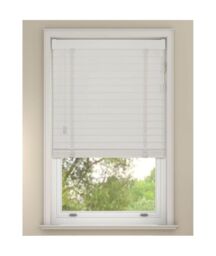 New Edge Blinds White Faux Wood Venetian Blinds with Tapes 120cm Drop - Size: 85 cm width x 130 cm drop - thumbnail 1