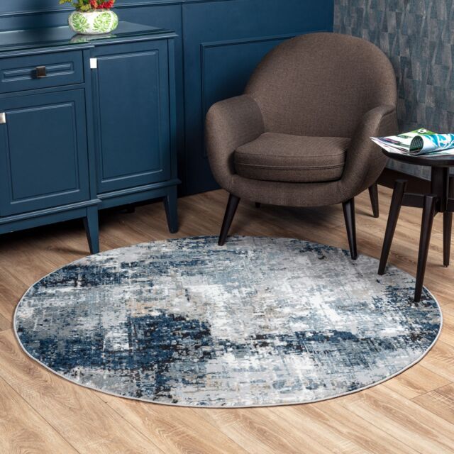Livabliss Jolie-Abstract Blue Grey Beige Black Moderne Marble Living Dining Bedroom Rug - Size: 120 cm x 170 cm - image 1