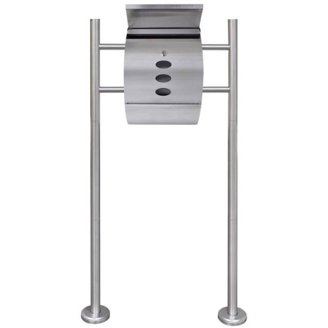 Berkfield Home Mailbox on Stand Stainless Steel in Silver - image 1
