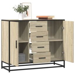 Berkfield Home Sideboard Sonoma Oak 92x35x76 cm Engineered Wood in Brown - Size: 92 x 35 x 76 cm - thumbnail 1