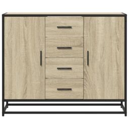 Berkfield Home Sideboard Sonoma Oak 92x35x76 cm Engineered Wood in Brown - Size: 92 x 35 x 76 cm - thumbnail 4