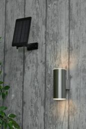 BHS Lighting Namid Outdoor Solar Wall Light in Silver - thumbnail 4