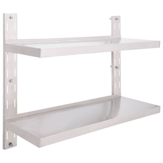 Berkfield Home 2-Tier Floating Wall Shelf Stainless Steel 100x30 cm in Grey - image 1