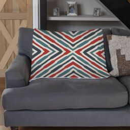 Benjamin Tate Design Repeated Squares & Rhombuses Blanket in Natural - Size: 120 cm x 150 cm - thumbnail 2