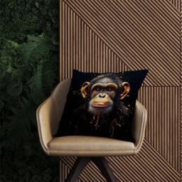 Warren Reed - Designer Splashart Cheeky Chimp Face Outdoor Cushion in Orange - Size: 60 cm x 60 cm - thumbnail 2
