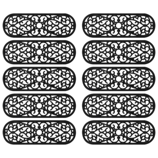 Berkfield Home Stair Treads 10 pcs 25x75 cm Rubber in Black - Size: Medium - image 1