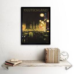 "Artery8 Travel Tourism Berlin Germany Deutschland Vintage Framed Art Print in Black - Size: W12"" x H16""" - thumbnail 2