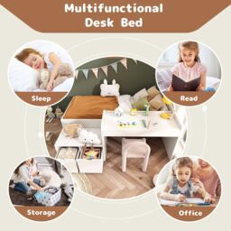 Matteo Kids Single Bed with Desk & Drawers, 90 x190 cm, White - thumbnail 4