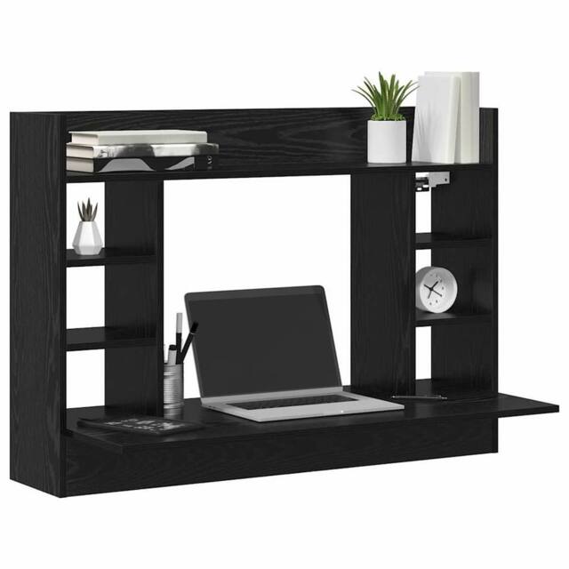 Berkfield Home Modern Wall-Mounted Desk Black Oak 105x48x75 cm Engineered Wood - Size: 105 x 48 x 75 cm - image 1