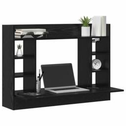 Berkfield Home Modern Wall-Mounted Desk Black Oak 105x48x75 cm Engineered Wood - Size: 105 x 48 x 75 cm - thumbnail 1