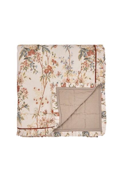 Sanderson 'Lakeland Paradis' Cotton Throw in Cream - Size: 150 cm x 200 cm - image 1