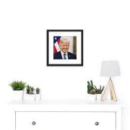 Artery8 Craighead Portrait US President Donald Trump Photo 8X8 Inch Square Wooden Framed Wall Art Print Picture with Mount in Black - thumbnail 2