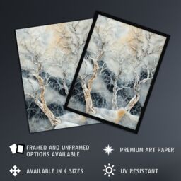 "Artery8 Marble Winter Forest Snow Trees Art Wall Art Print in White - Size: W18"" x H24""" - thumbnail 2