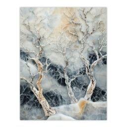 "Artery8 Marble Winter Forest Snow Trees Art Wall Art Print in White - Size: W18"" x H24""" - thumbnail 1
