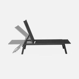 sweeek Set Of 2 Multi-position Deckchairs Textilene & Steel in Black - thumbnail 3