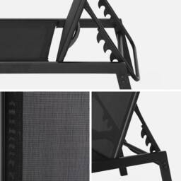 sweeek Set of 2 multi-position deckchairs, textilene & steel in Black - thumbnail 8