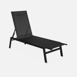 sweeek Set Of 2 Multi-position Deckchairs Textilene & Steel in Black - thumbnail 2
