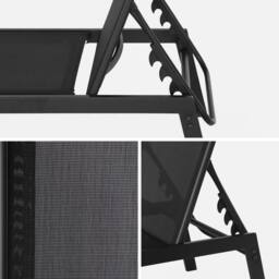 sweeek Set Of 2 Multi-position Deckchairs Textilene & Steel in Black - thumbnail 4