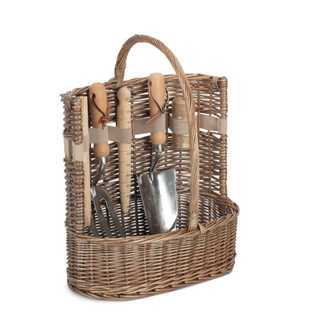 Red Hamper Wicker Antique Wash Deluxe Garden Tool Basket in Grey - Size: Small - image 1