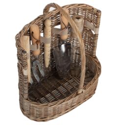 Red Hamper Wicker Antique Wash Deluxe Garden Tool Basket in Grey - Size: Small - thumbnail 2
